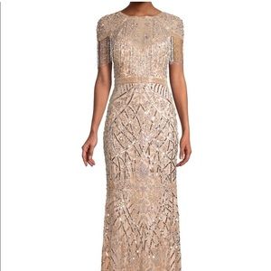 Mac Duggal military style fringe sheath gown 14